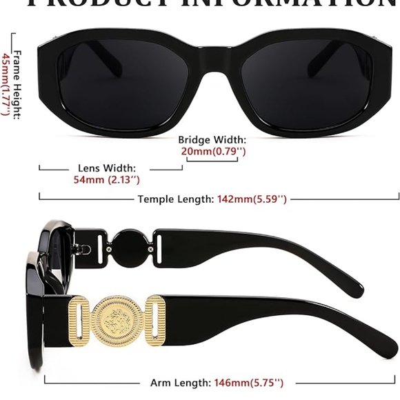 Retro trendy rectangle sunglasses main image 10